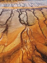 High angle view of sand at beach