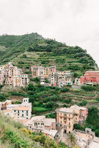 High angle view of townscape against sky