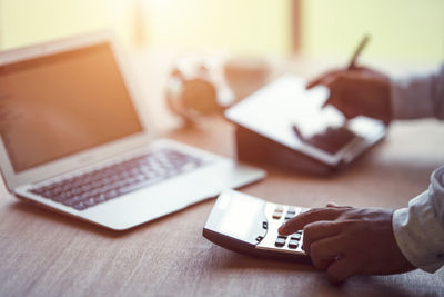 Close-up of laptop on table