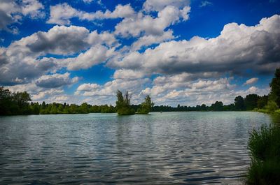 Scenic view of lake against sky