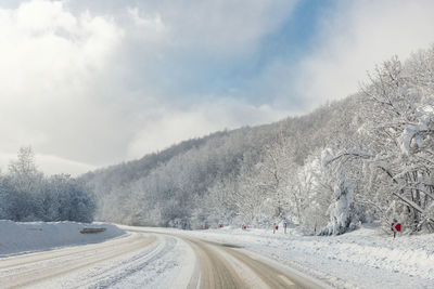 Snow covered mountain against sky