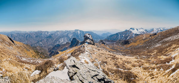 Panoramic view of mountains against sky