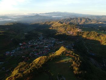 High angle view of landscape against sky