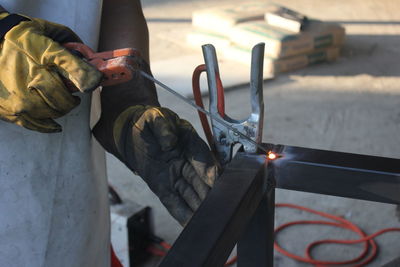 Man working on railing