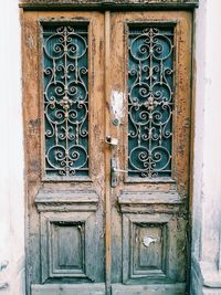 Closed door of old building