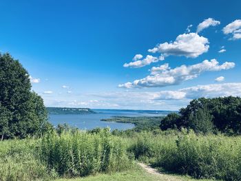 Scenic view of river against sky