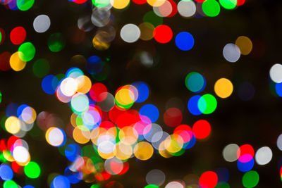 Defocused image of colorful illuminated lights at night