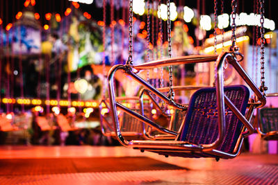 Close-up of illuminated carousel