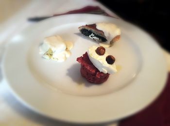 Close-up of dessert served in plate