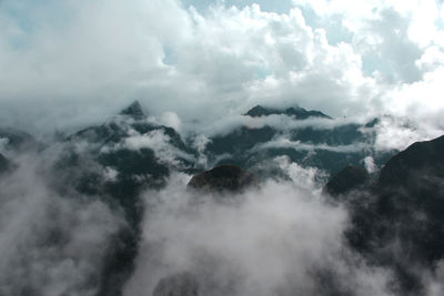 Scenic view of majestic mountains against sky