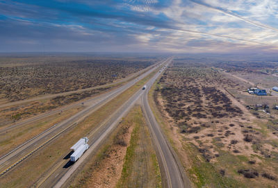 High angle view of road passing through landscape