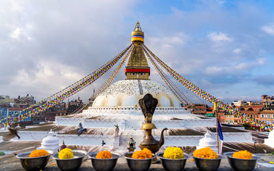 Low angle view of temple against sky