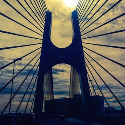 Low angle view of suspension bridge