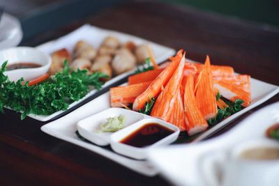 Close-up of meal served in plate