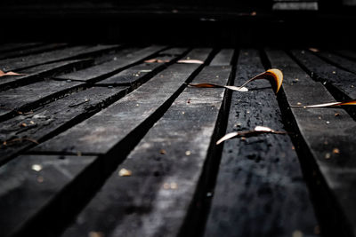 High angle view of bench on street