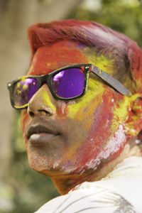 Close-up portrait of man wearing sunglasses