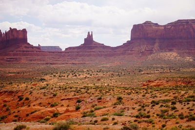 Scenic view of mountains against cloudy sky