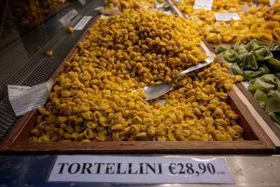 Tortellini and fresh pasta on display