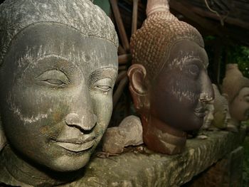 Close-up of buddha statue at temple