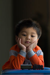 Portrait of cute boy at home