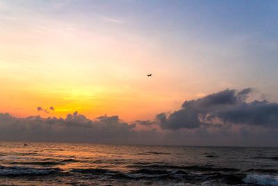 Scenic view of sea against sky during sunset