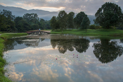 Scenic view of lake against sky