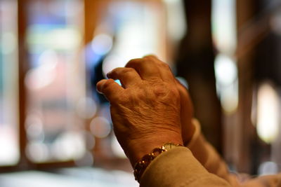 Close-up of man hand