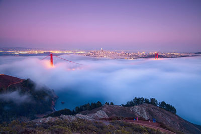 Golden gate bridge with fog in  dusk