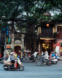 Vehicles parked on road in city