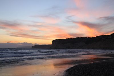 Scenic view of sea against sky during sunset