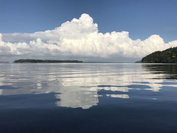 View of calm sea against cloudy sky