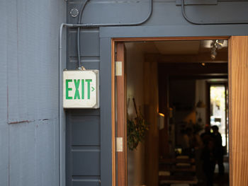 Information sign on door of building