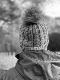 Rear view of woman looking at winter