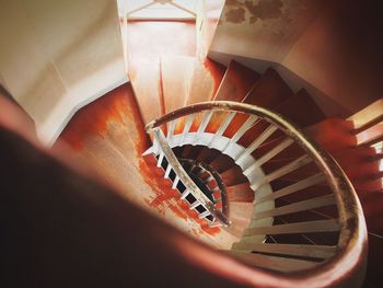 High angle view of spiral stairs