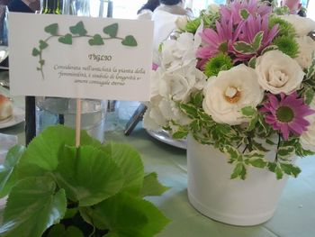 Close-up of flower bouquet on table