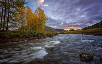 Scenic view of landscape during sunset