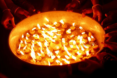 Close-up of illuminated orange