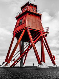 Low angle view of pier against sky