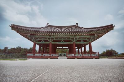 High angle view of temple against sky