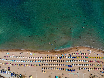 High angle view of people on beach