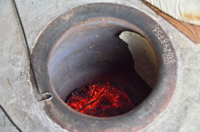 Close-up high angle view of meat