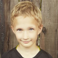 Close-up portrait of smiling boy