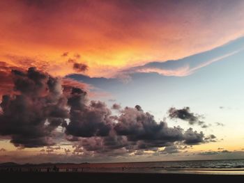 Scenic view of dramatic sky over sea