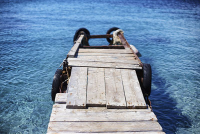 High angle view of pier on sea