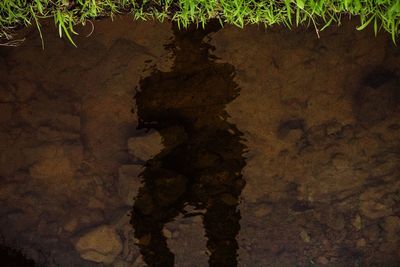 High angle view of shadow on wall
