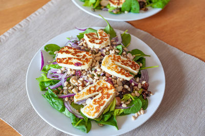 High angle view of meal served in plate