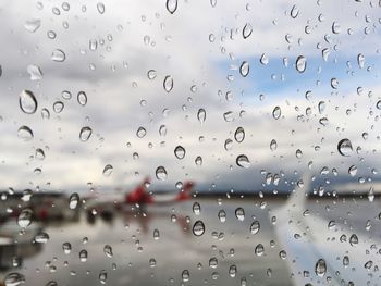 Close-up of water drops on glass