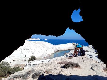 Beautiful rock formation in sarakiniko beach, milos island, greece, september 2019