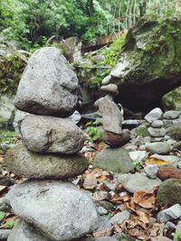 Stack of stones on rock