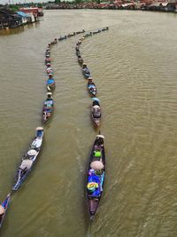 High angle view of boat in river